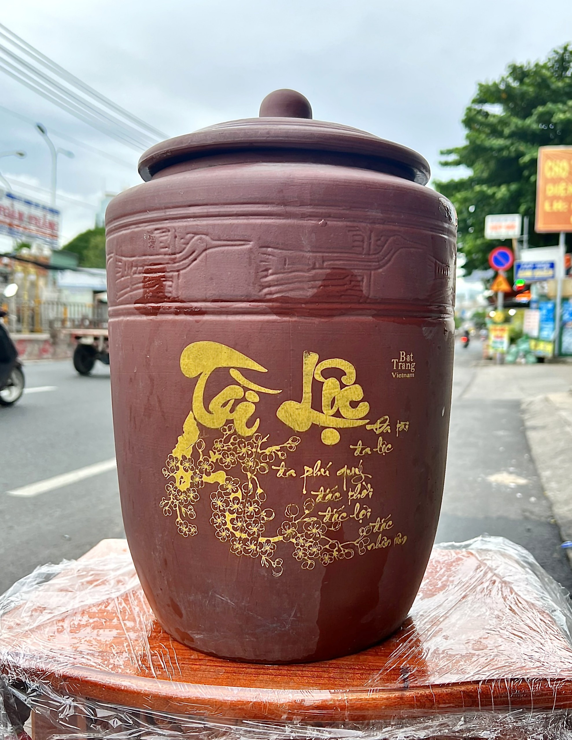 Hũ gạo Tài Lộc Đất Đỏ Bát Tràng đựng 9 kí gạo