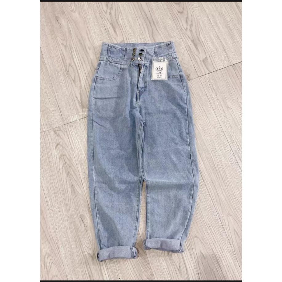 Quần bò baggy nữ lưng cao ,quần jean baggy nữ quần jeans nữ cạp cao 3 hàng nút mẫu hót Thuydieushop m4