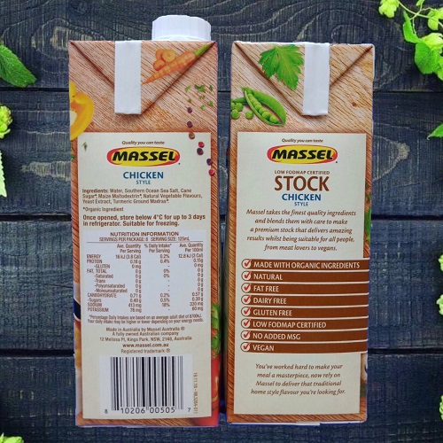 Nước Dùng Gia Vị Gà Massel Organic Stock Chicken Style - Nước Dashi Rau Củ Từ Nguyên Liệu Hữu Cơ, Không Bột Ngọt - Hộp 1 lít - Thích hợp ăn chay, ăn mặn, bé ăn dặm