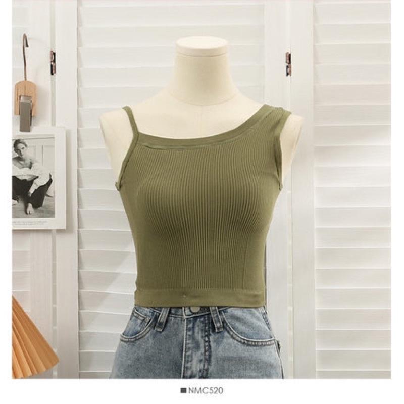 áo bra nữ kèm mút cá tính, áo croptop dệt kim