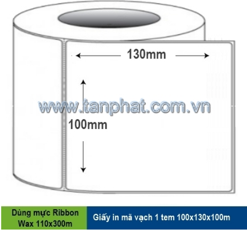 Giấy in mã vạch 1 tem 100x130x100m