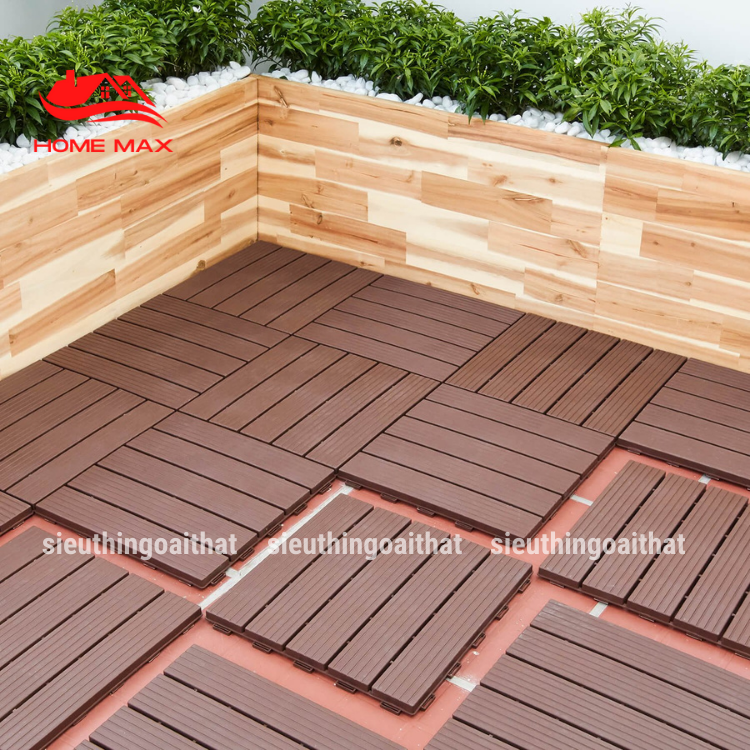 20 Tấm Vỉ Nhựa Lót Sàn Home Max. Lót Sàn Ban Công/Nhà Tắm/Hồ Bơi/Sân Thượng (30x30xCao 2cm), Nhựa Cứng PP Thực Phẩm An Toàn Không Độc Hại - Hàng VNXK (Loại 1)