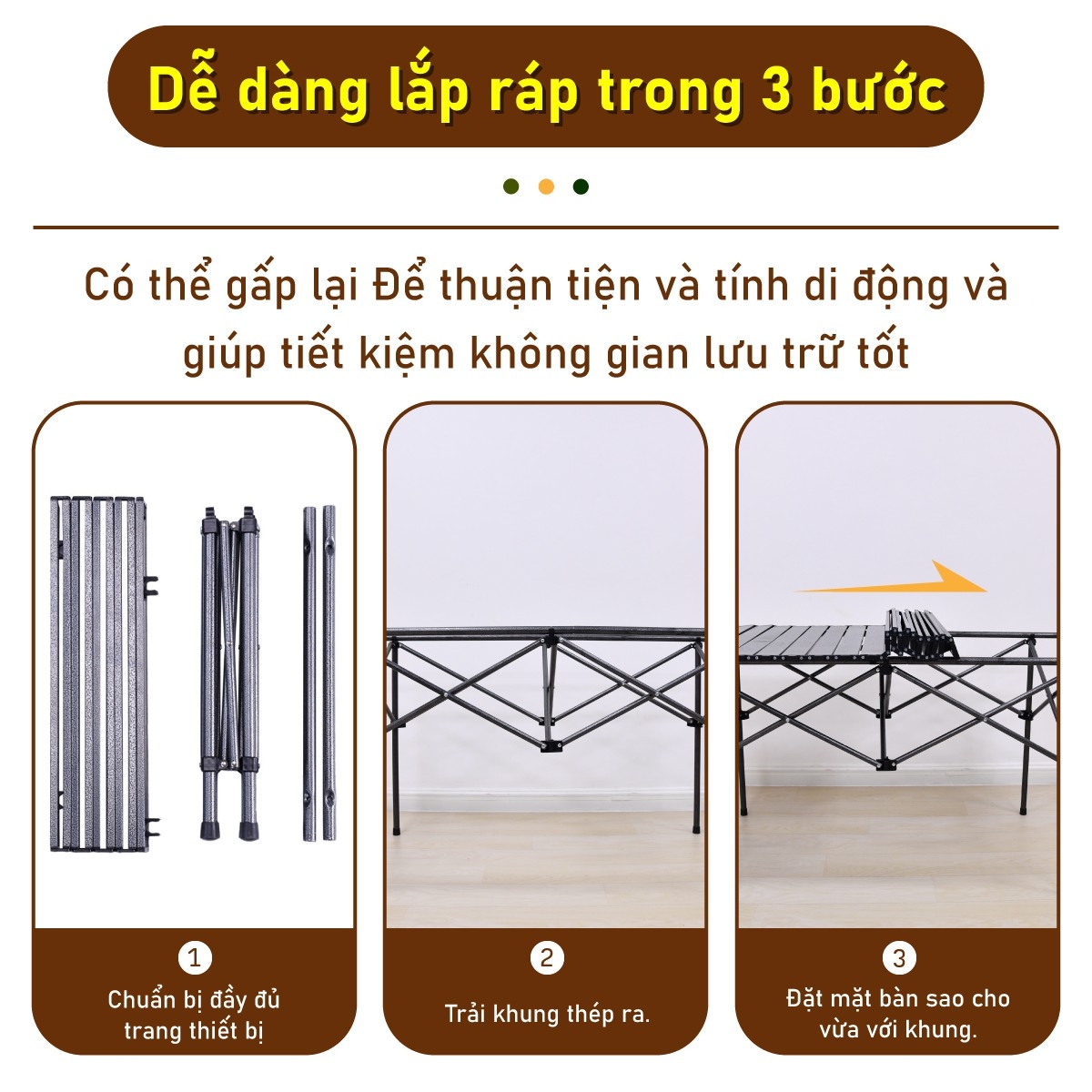 Bàn cắm trại gấp màu đen,đa năng,dễ mang theo, dã ngoại,có thể gập lại, model TSD,có nhiều Size:53,95,120cm