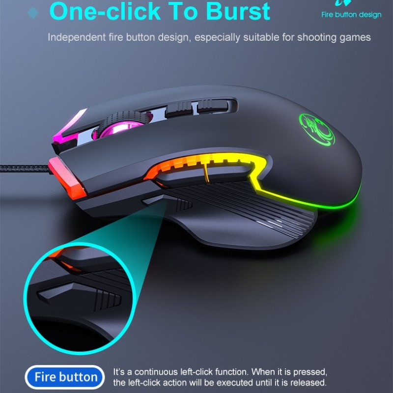 Chuột Led RGB gaming T70 7200dpi công thái học chống mỏi cổ tay Cho máy tính laptop hàng nhập khẩu