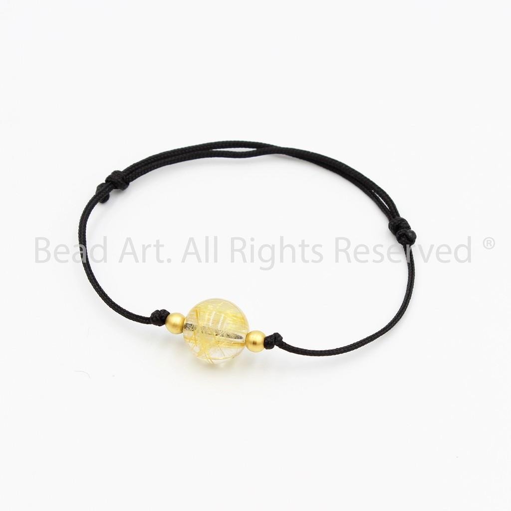 Vòng Tay Phong Thuỷ Đá Thạch Anh Tóc Vàng, Golden Rutilated Quartz 9MM Tự Nhiên, Chuỗi Hạt, Mệnh Kim, Thổ - Bead Art