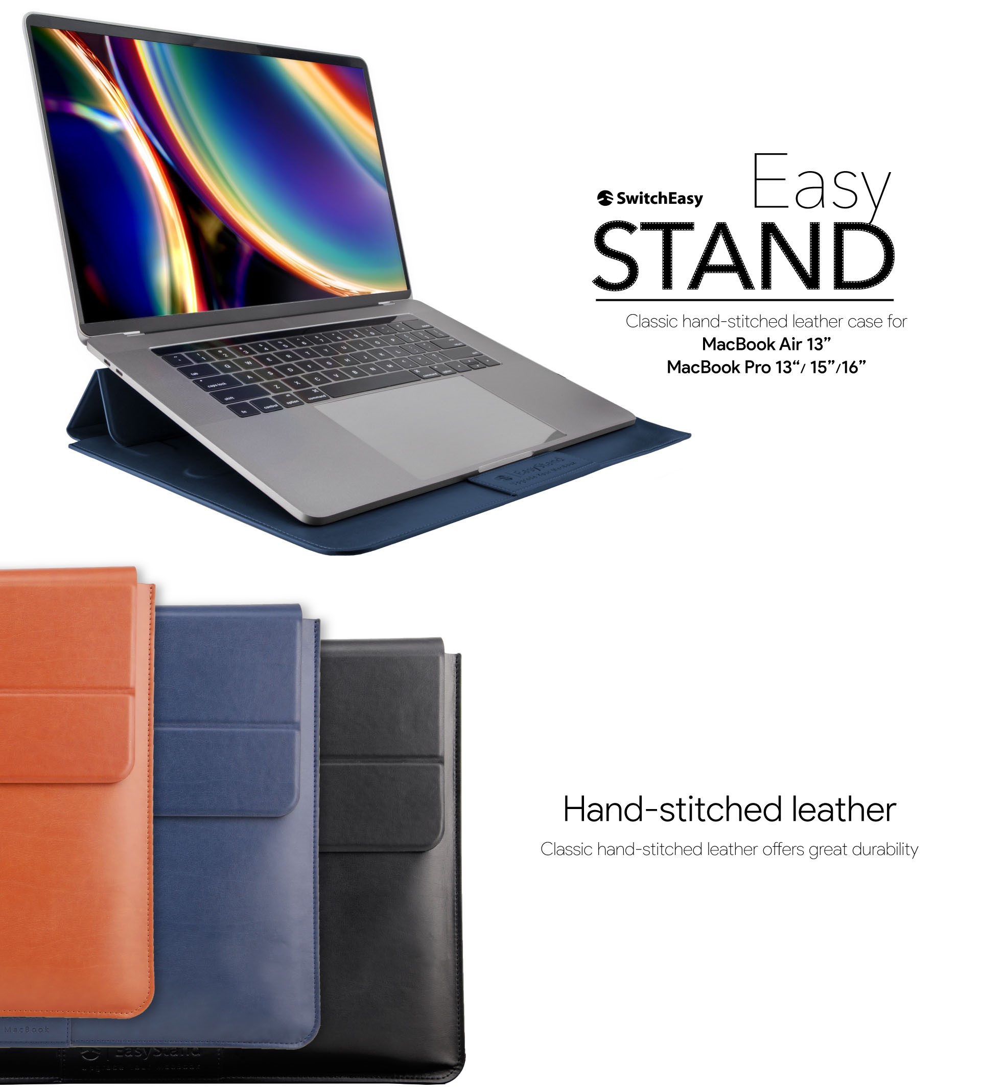 Bao da, Túi đựng da SWITCHEASY EasyStand dành cho Macbook Pro 15 / Macbook Pro 16/ Surface laptop 15- Hàng Chính Hãng