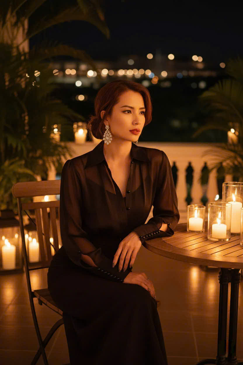 Áo Sơ Mi Tay Dài Xuyên Thấu Organza Huyền Sương Top152