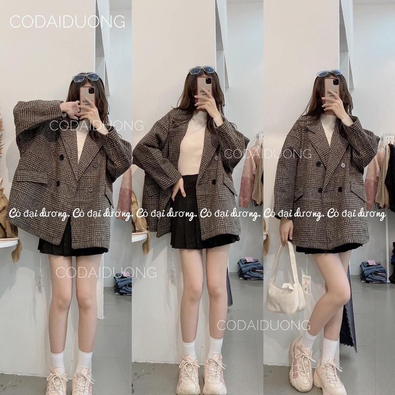 Áo dạ kẻ tiêu túi nắp