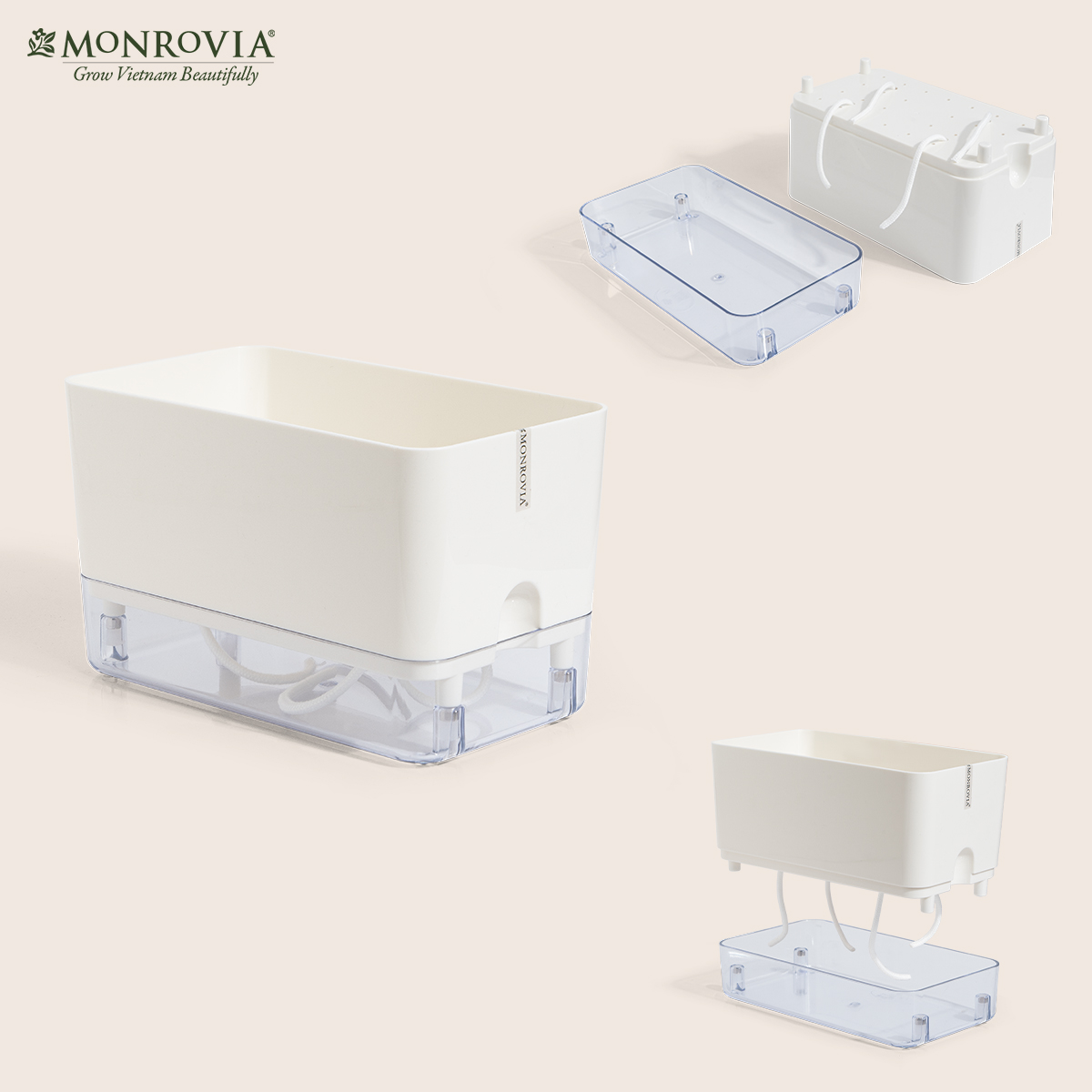 Chậu trồng cây tự tưới để bàn Monrovia, thiết kế thông minh, decor văn phòng, trong nhà, sang trọng, Tiêu chuẩn Châu Âu