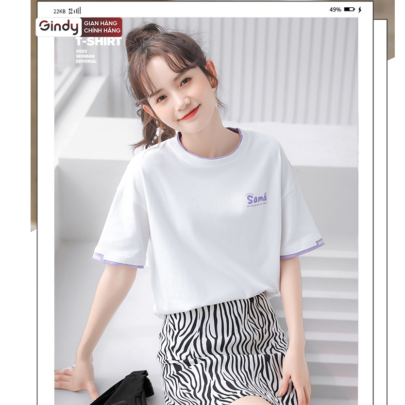 Áo thun tay lỡ form rộng nữ unisex vải 100% cotton phông basic thoáng mát local brand GINDY A006