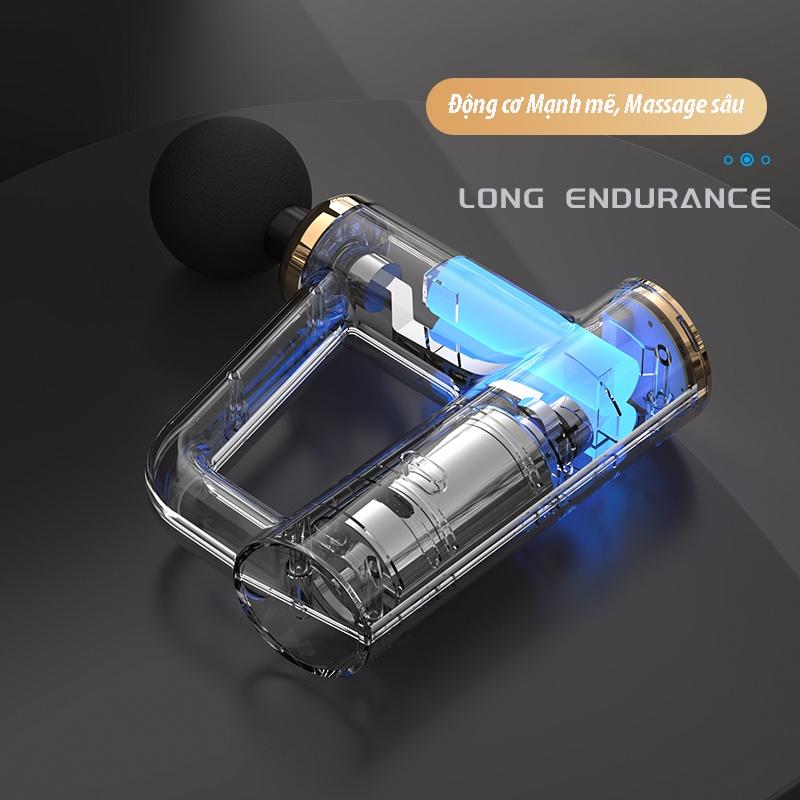 Súng Massage Fascial Gun 4 Đầu Trị Liệu 6 Chế Độ Mạnh Mẽ, Máy Massage Cầm Tay Thư Giãn Cơ Toàn Thân