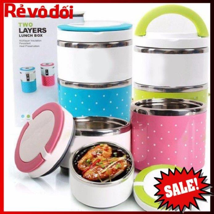Hộp cơm giữ nhiệt INOX, free ship Hộp cơm 3 tầng văn phòng, nhỏ gọn dễ di chuyển