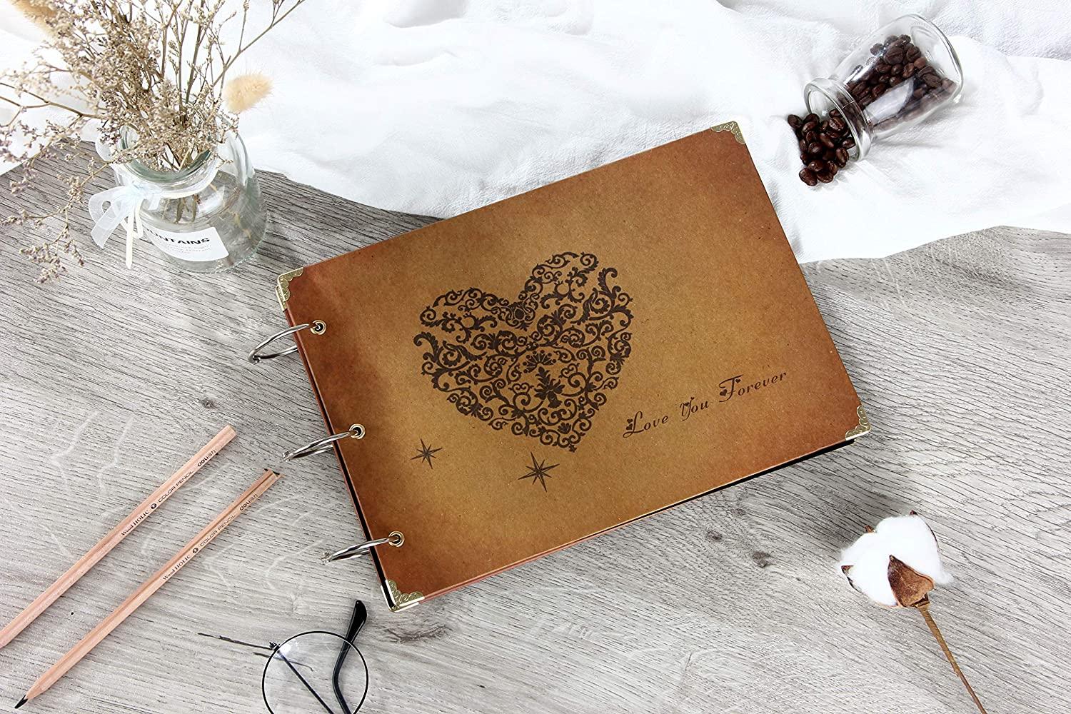 Sổ lưu niệm, Album ảnh Ngày lễ tình nhân Sổ lưu niệm cổ điển Sổ lưu niệm đám cưới Sổ lưu niệm DIY Cổ điển Những trang đen Sách ảnh cho Giáng sinh Quà tặng sinh nhật Ngày của Mẹ