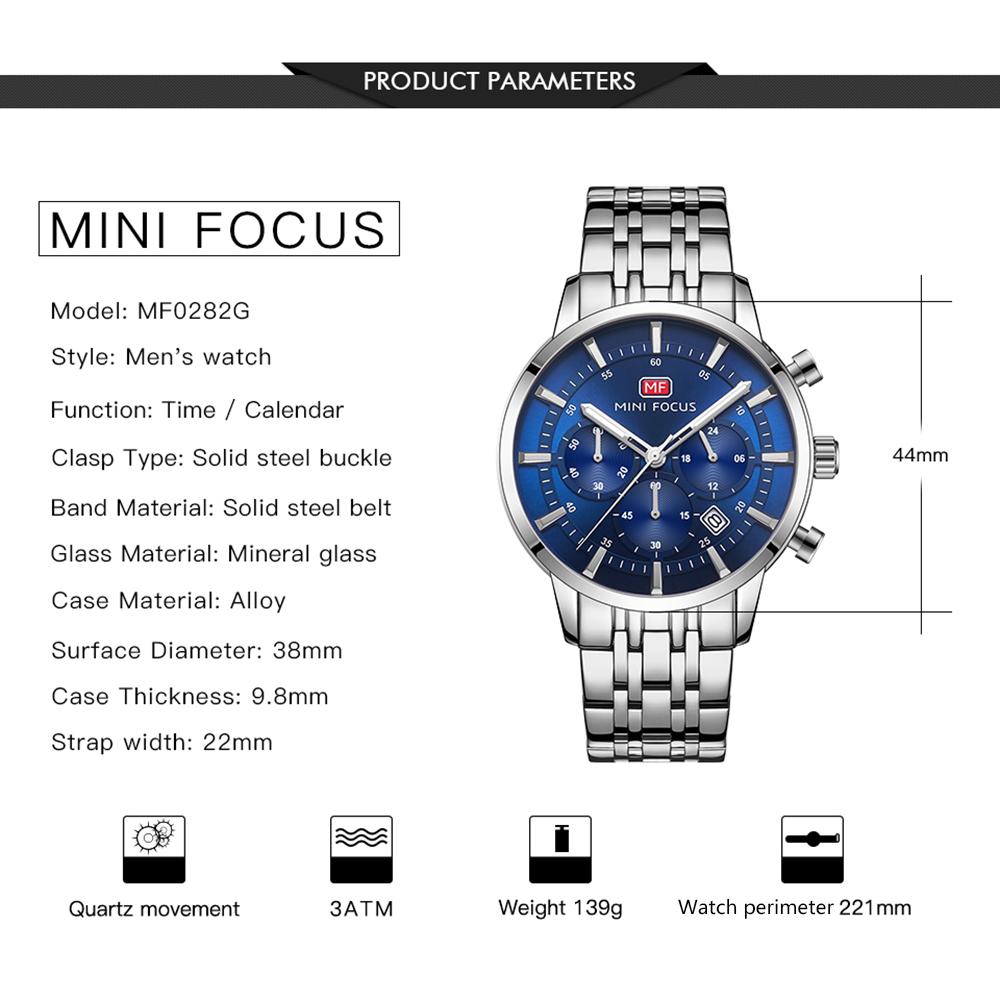 Đồng hồ nam kiểu dáng cổ điển, mặt đồng hồ Analog Chronograph có lịch, chống nước 3ATM