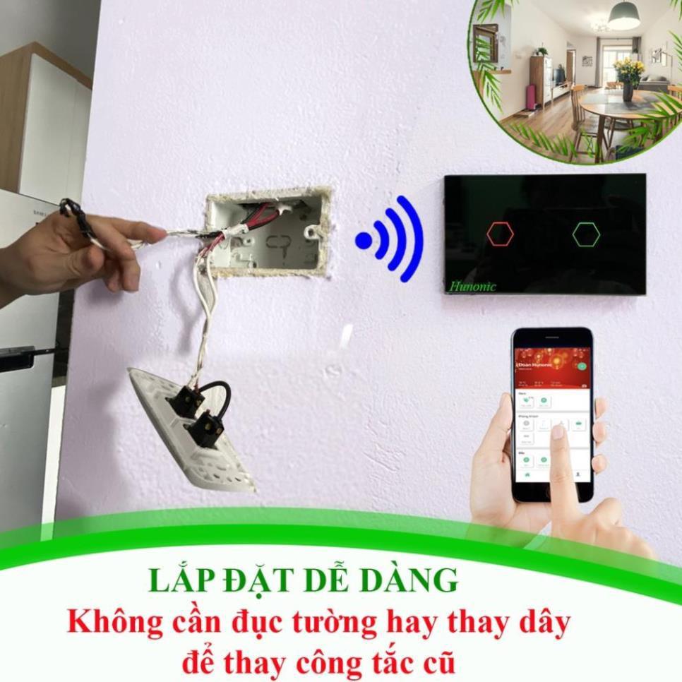 Ổ Cắm Âm Tường 3 Chấu Full Kính Cường Lực Cao Cấp Hunonic Màu Trắng│Ổ cắm âm tường hình chữ nhật đồng bộ