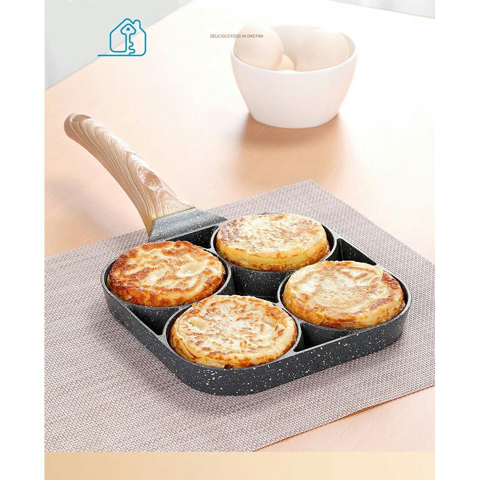 Chảo Chiên Rán Trứng Làm Bánh 4 Ngăn 4 Lỗ Chống Dính