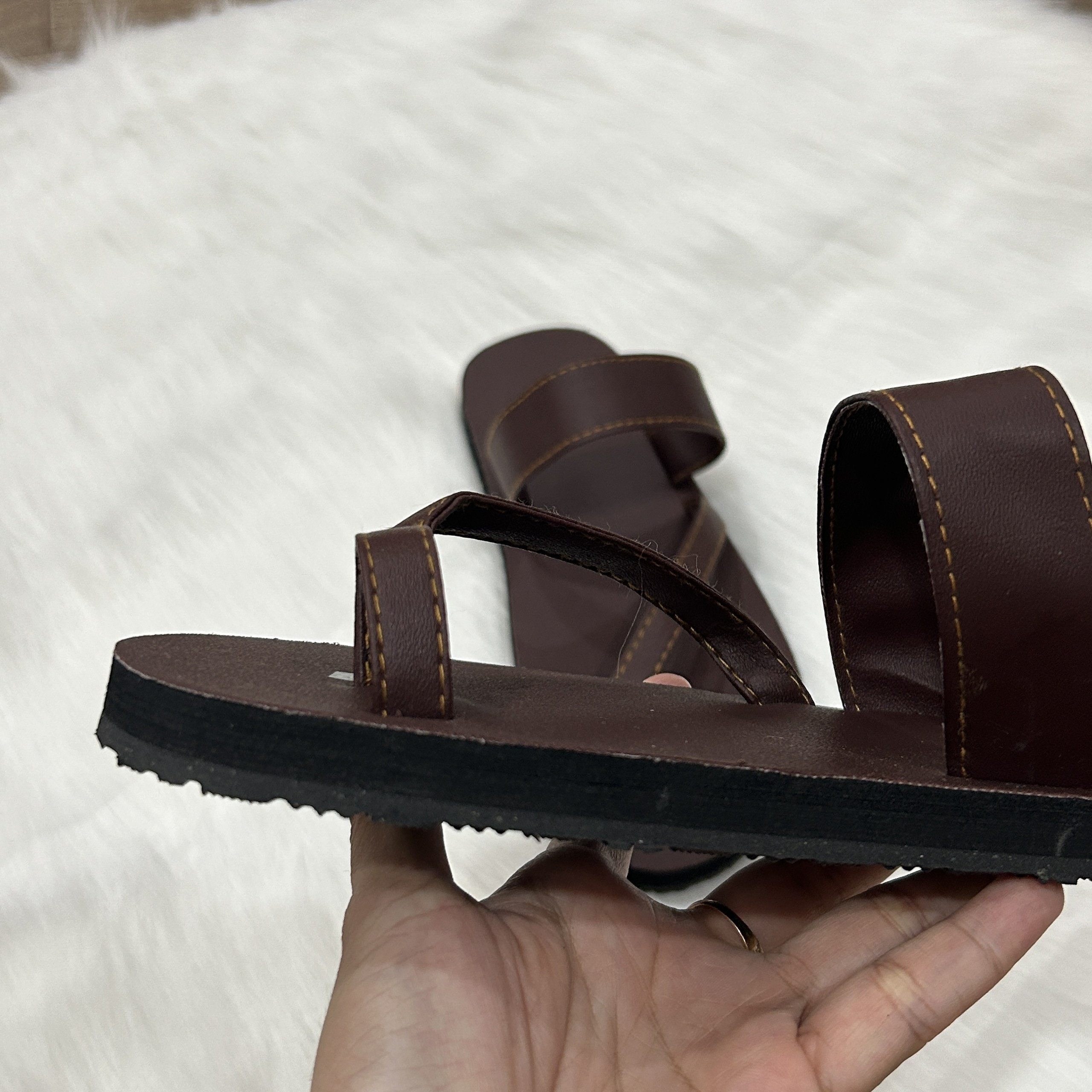 Dép sandal Nữ quai da mềm Đế bệt Cao Su ôm chân LYNA Sandal mã SD07