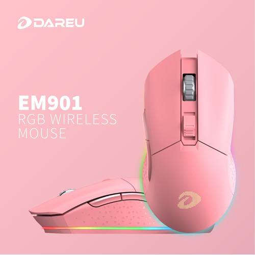 Bộ Chuột Không Dây Dareu Em901 Pink RGB Và Bàn Di Chuột ESP108 Pink - Hàng Chính Hãng