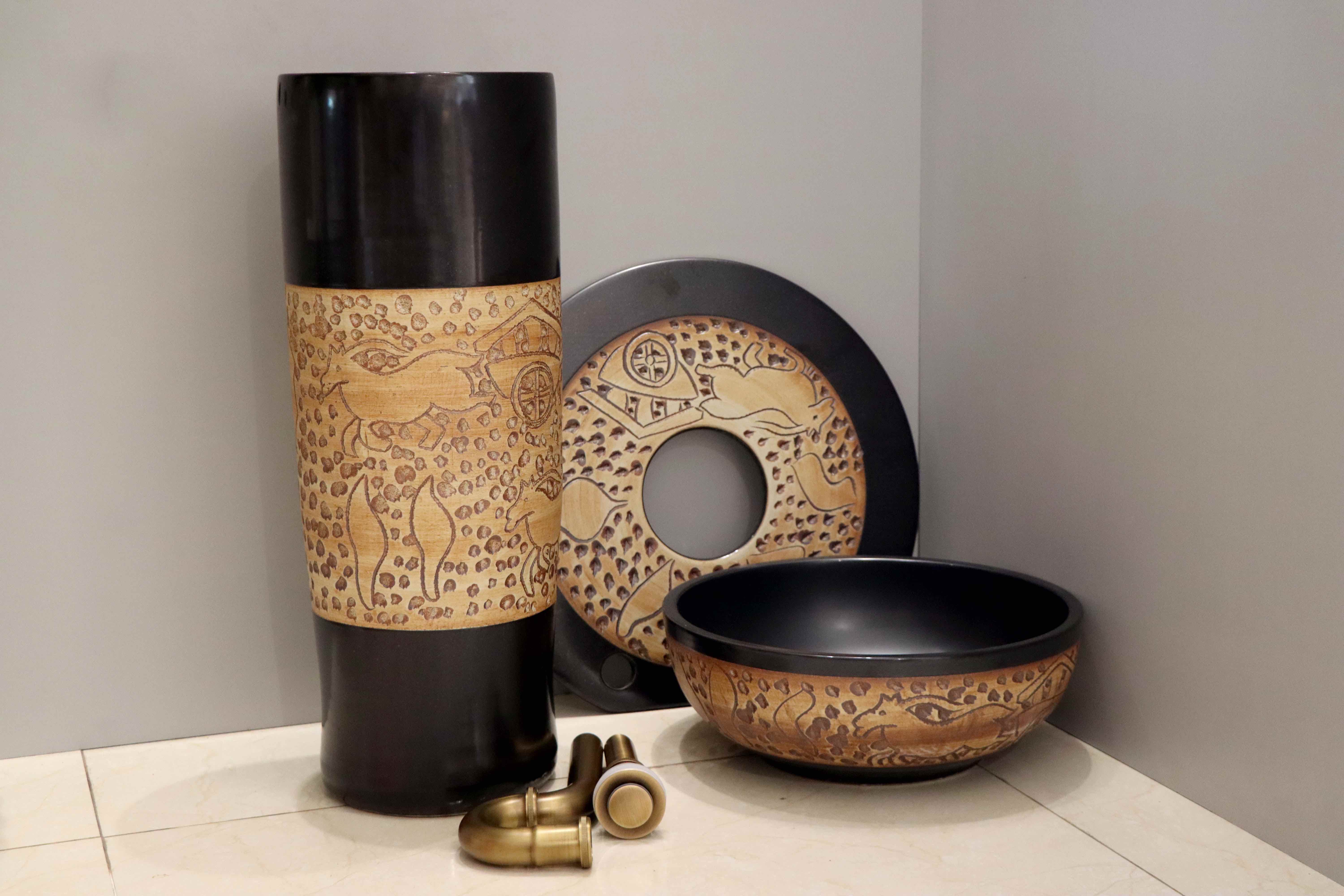 Chậu sứ mỹ thuật lavabo có chân chân EVEREST-CĐC05