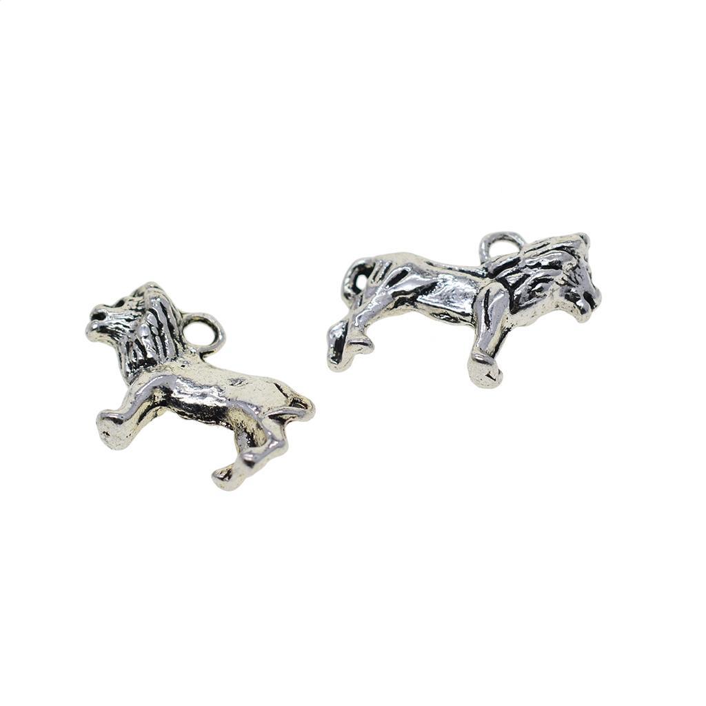 20 Piece Silver Mini Alloy Lion Shaped Charms Pendants DIY Jewelry Making Findings Accessories