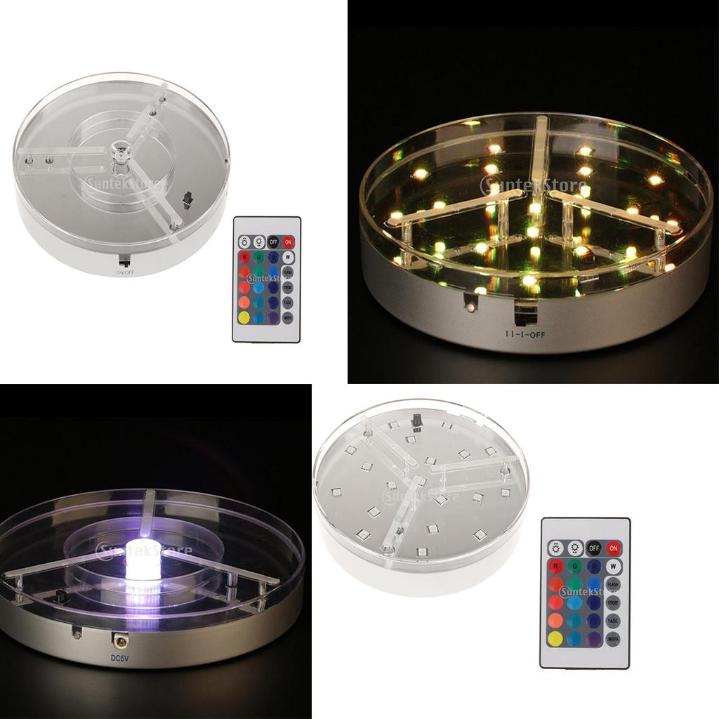 Round Battery Power RGB LED Display Exhibition Base Stand with Remote Controller