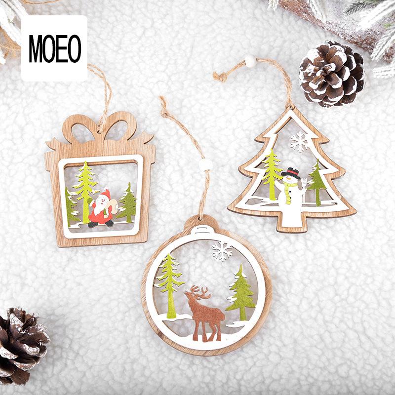 6pcs đồ trang trí Giáng sinh Giáng sinh treo đồ trang trí đồ trang trí bằng gỗ để trang trí bữa tiệc ngày lễ