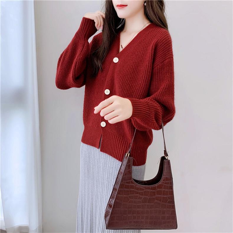 Áo cardigan len nữ dáng lửng tay bồng trẻ trung, thời trang phong cách trẻ