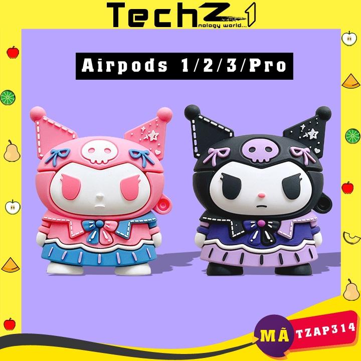 Bao Case cho Airpods 1/2/3/Pro KUROMI Cute Xỉu, Ốp Airpods 1/2/3/Pro Chất -  Mã TZAP314