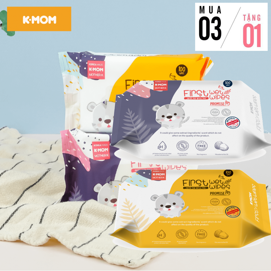 Combo 3 Khăn Ướt K-mom KM13110 - Mẫu Ngẫu Nhiên