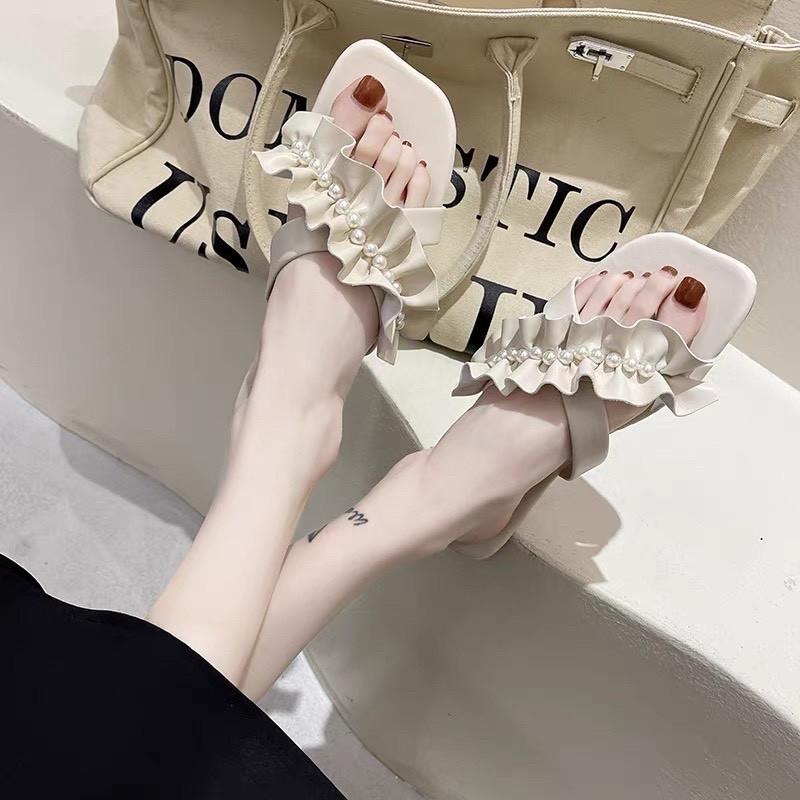 Dép quai chéo đính hạt ngọc siêu hott