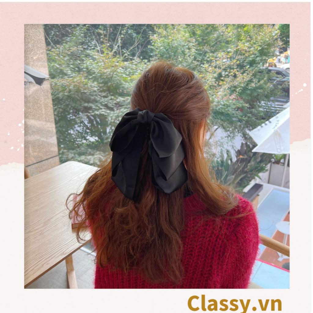 Dây cột tóc nơ đen Classy  hai lớp tạo nét nữ tính cho nàng PK1398