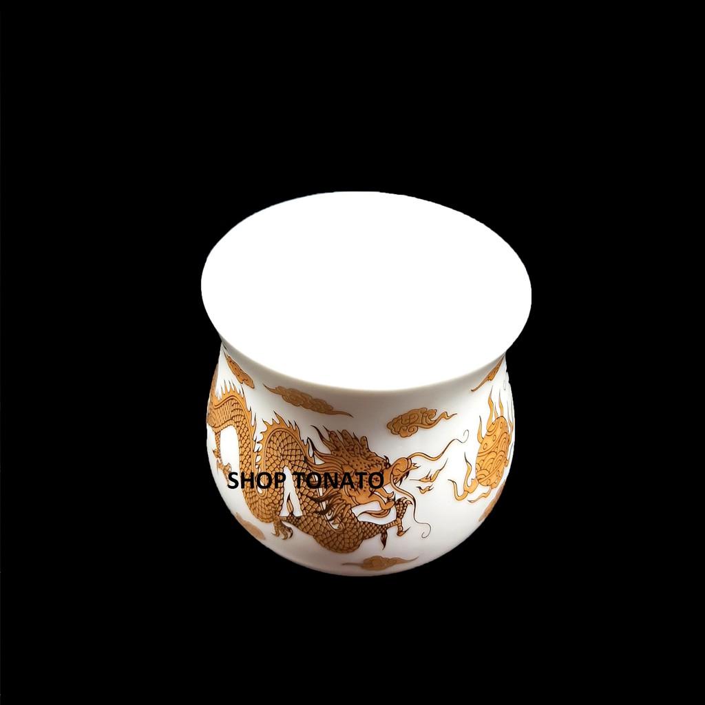 CHUNG NẮP ĐẬY, LY NẮP RỒNG TRẮNG 2128 CAO 11.5CM