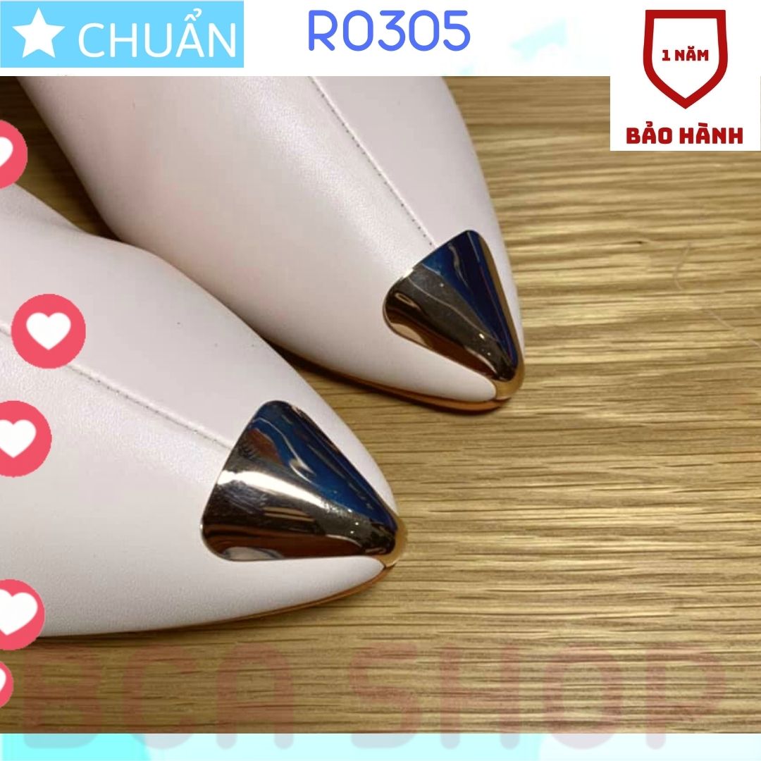 Giày bốt nữ cổ ngắn 4p RO305 ROSATA tại BCASHOP dây kéo phía trước, mũi giày và đế có gắn kim loại cách điệu - màu da nhạt