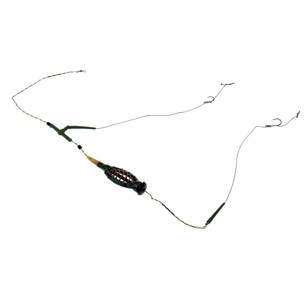 Carp Fishing Feeder Fishing Baits Cage Hook Rig Set Lead Sinker Tackle