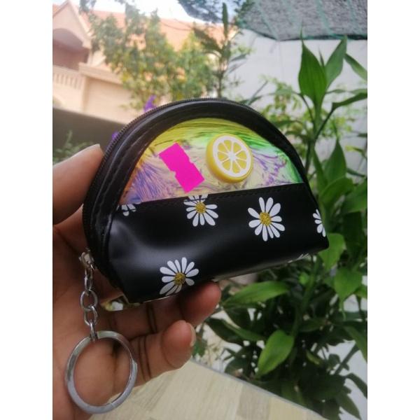 MÓC KHÓA BÓP. MÓC KHÓA VÍ DÁNG BẦU IN HÌNH, THÊU HOA CÚC GẮN STICKER