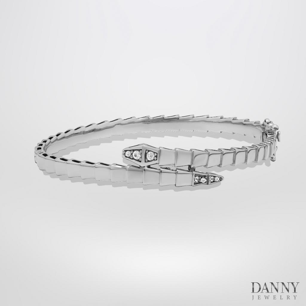 Vòng Tay Danny Jewelry Bạc Thổ Nhĩ Kỳ Xi Rhodium Biểu Tượng Rắn Đính Đá CZ LT002TNK