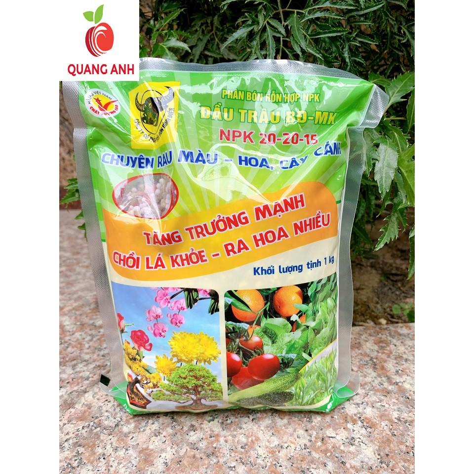 Phân bón NPK Đầu Trâu 3 màu BĐ-MK 20-20-15 gói 1Kg