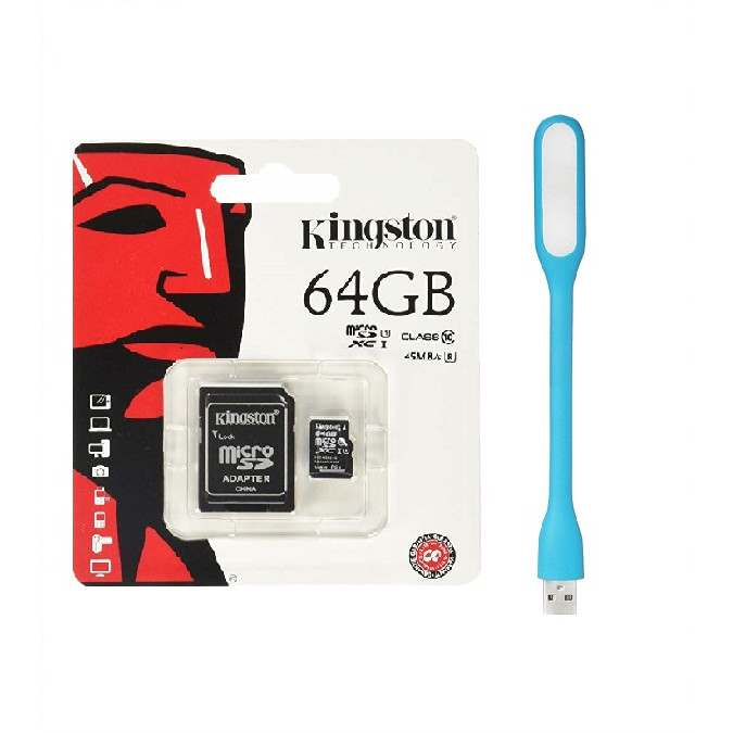 Thẻ Nhớ Micro SD Kingston 64GB Class 10 + Adapter - Hàng chính hãng + Tặng Đèn Led