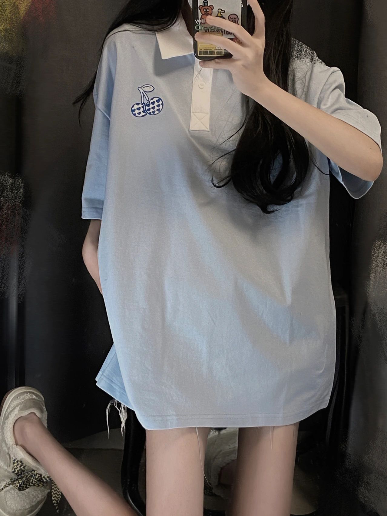 Áo polo nữ form rộng tay lỡ Yinxx, áo thun có cổ nữ polo ATP02