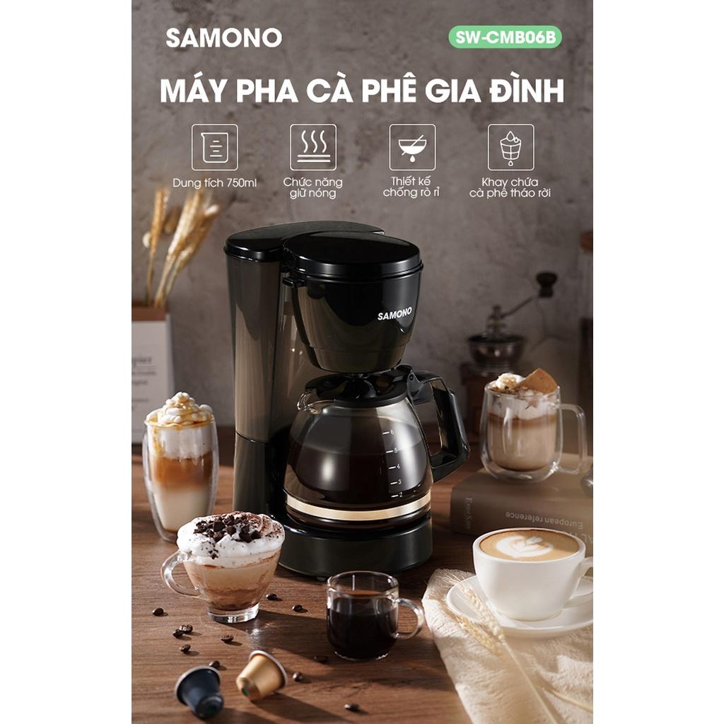 Máy Pha Cafe Tự Động SAMONO SW-CMB06B Dung Tích 750ml Đa Chức Năng Nhỏ Gọn Phù Hợp Cho Gia Đình - Hàng Chính Hãng