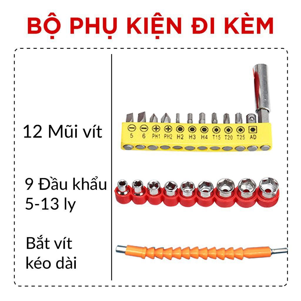 Máy Khoan Hitachi 28V 3 chức năng, Khoan Pin Bắt Vít Kèm Bộ Phụ Kiện 24 Món