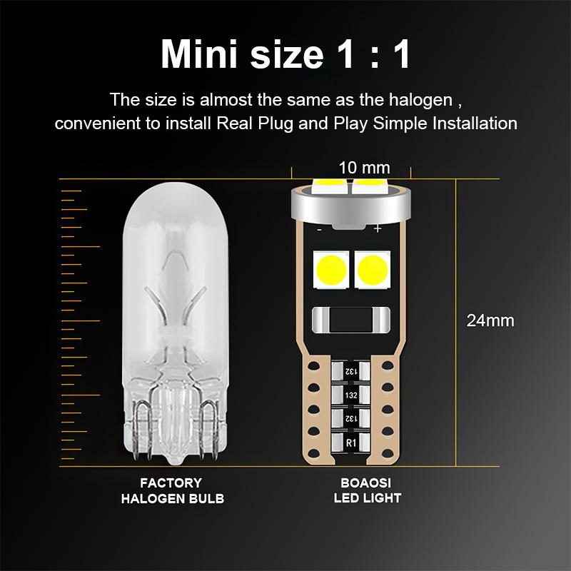 Đèn LED T10 W5W 6SMD 3030 chuyên dụng cho ô tô Đèn xe ô tô T10 LED hiển thị ánh sáng rộng