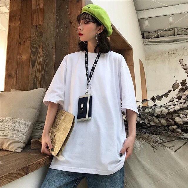 Áo Thun TRƠN Tay Lỡ Unisex From Rộng Nam Nữ Hot Trend Độc Lạ Blackwhite1