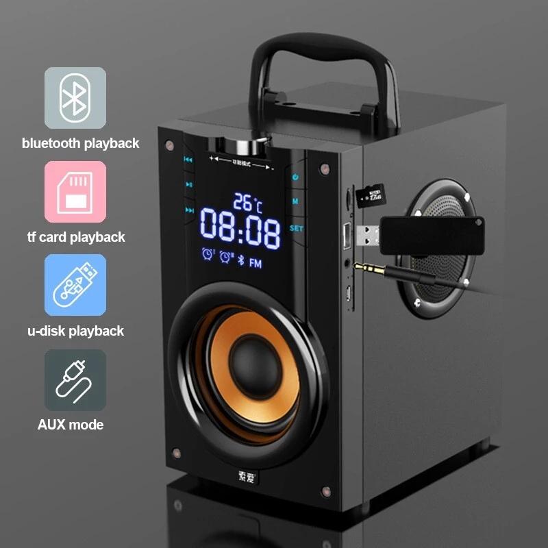 SOAIY Công suất lớn hơn Loa Bluetooth Cột di động Loa ngoài trời Loa siêu trầm Loa vi tính của Trung tâm âm nhạc có điều khiển từ xa Màu sắc: Đen