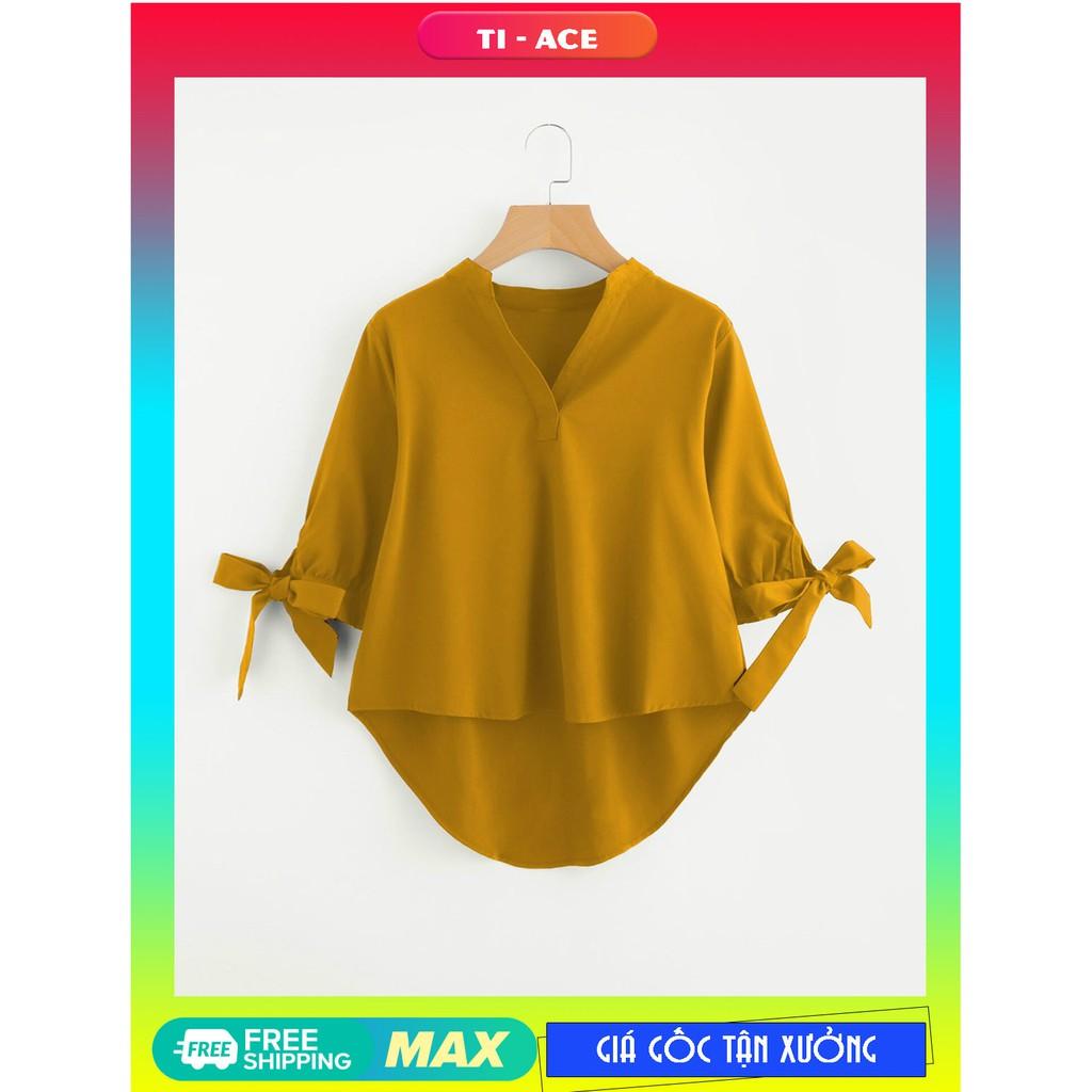 Áo Sơ Mi Cổ Trụ Tay Nơ Lusia