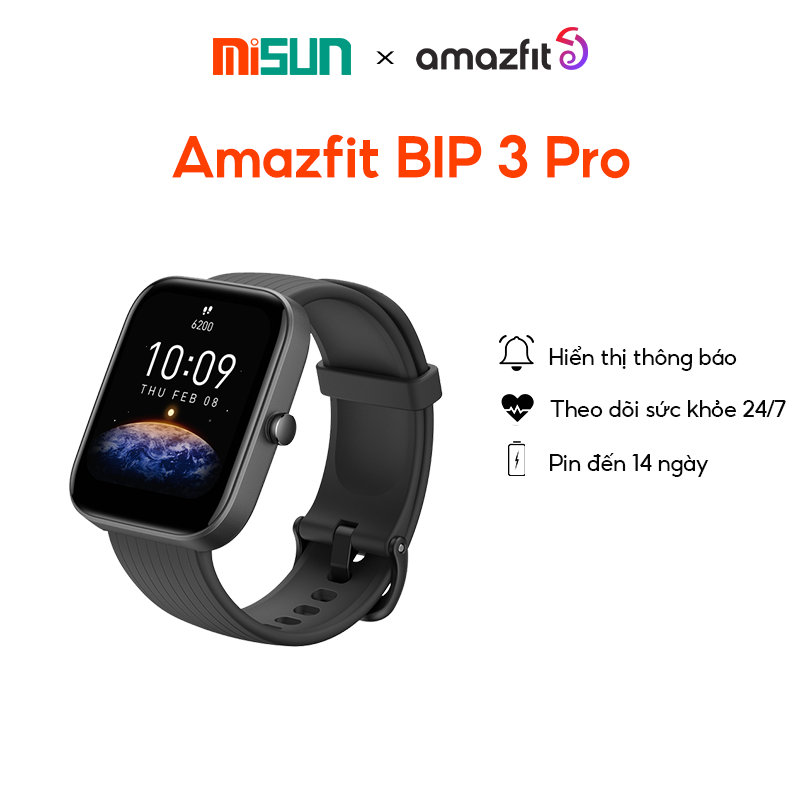 Đồng hồ thông minh Amazfit Bip 3 Pro - Màn hình lớn 1,69 &quot;| Pin 2 tuần |5 ATM -BH 12 Tháng - Hàng Chính Hãng