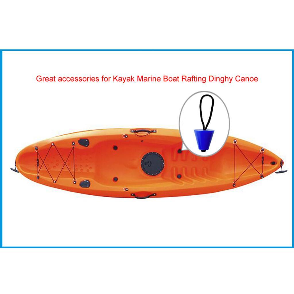 Rubber Kayak Canoe Boat Scupper Drain Holes Stopper for Rope Black