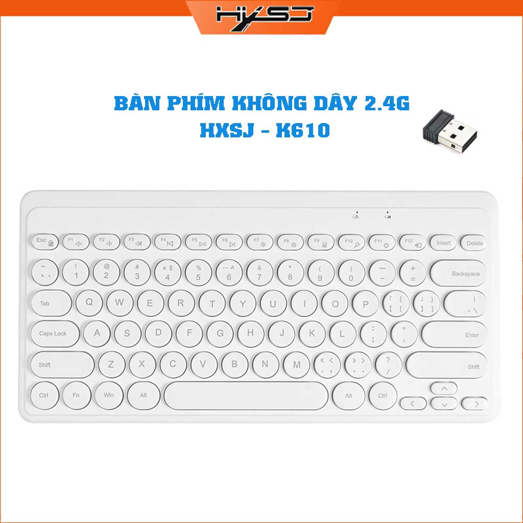 Bàn phím không dây HXSJ K610 - Kết nối 2.4G giảm ồn, gọn nhẹ dễ mang đi, phù hợp Mac/ PC/ Laptop/ Điện thoại - Hàng chính hãng