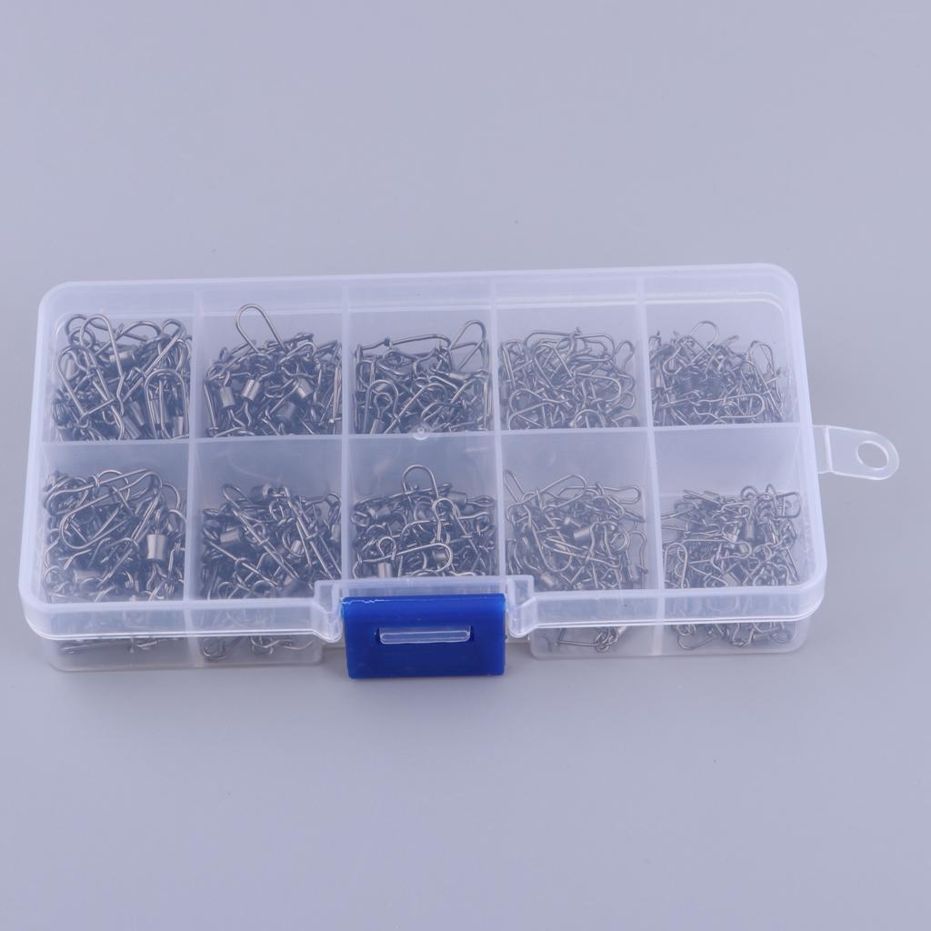 220pcs Stainless Steel Fishing Rolling Swivels with Duolock Snaps Connector