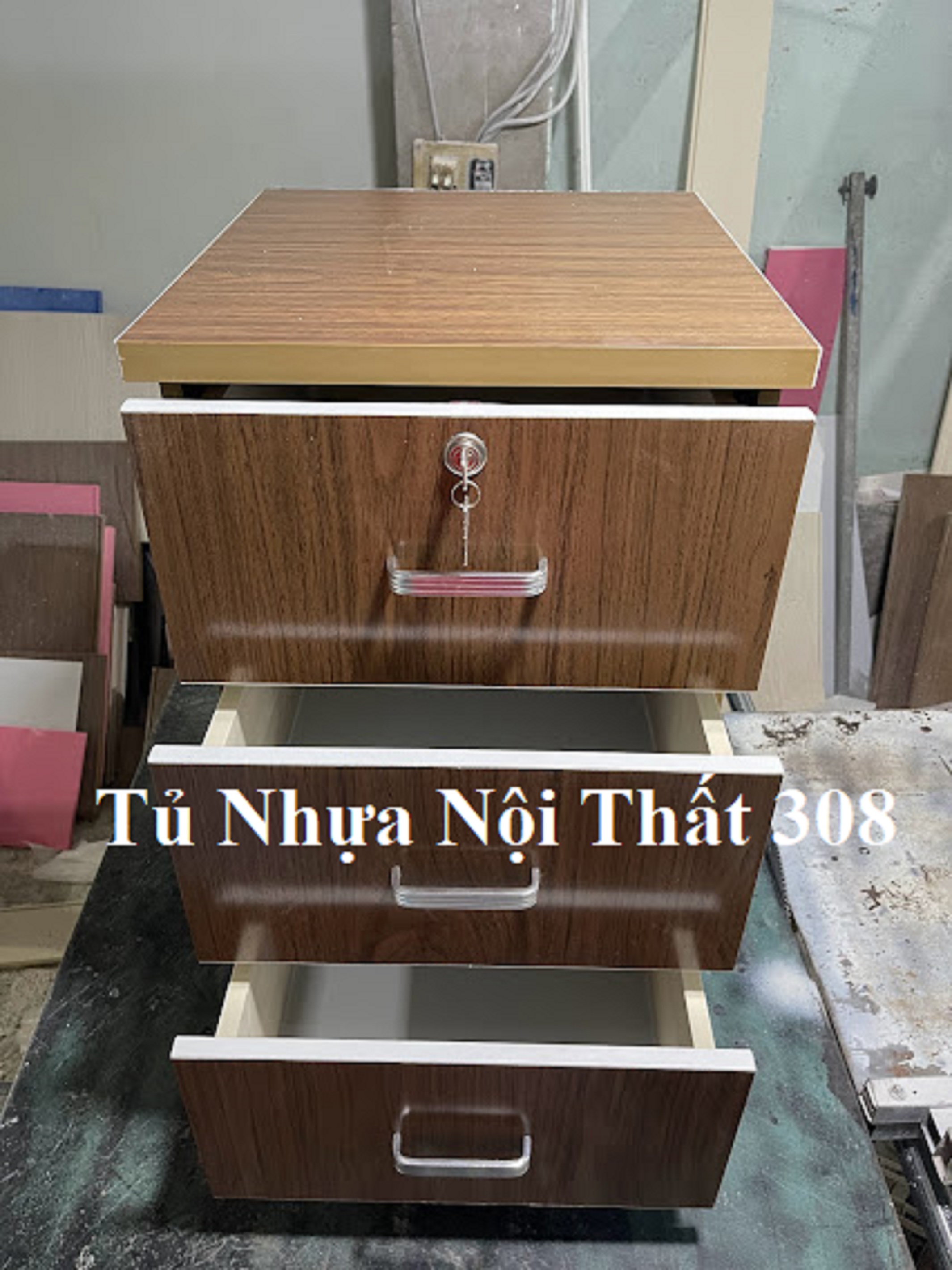Tủ, Kệ Đầu Giường Nhựa Đài Loan Cao 70cm Ngang 42cm Sâu 42cm Màu Óc Chó K113